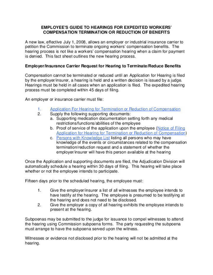 Employee's Guide for Expedited Workers Compensation Termination