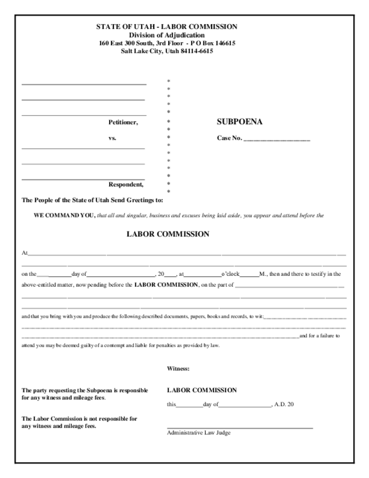 Form Subpoena